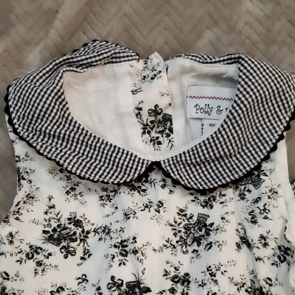 Poly & Friends Black and White Floral Toddler Dress 24 Months Formal